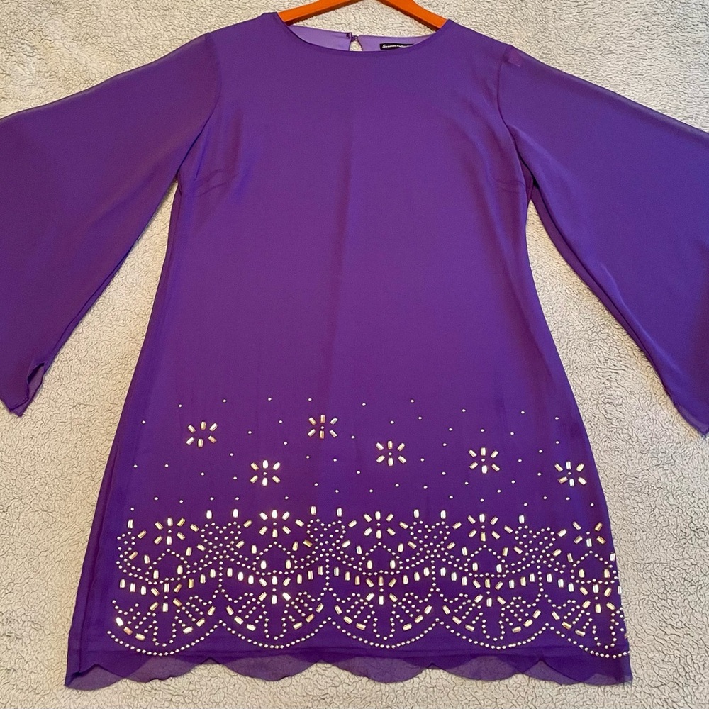 Elegant Purple Beaded Women's Dress